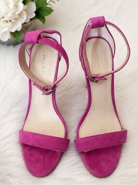 Pelle Moda Magenta Suede Ankle-Strap Heels
